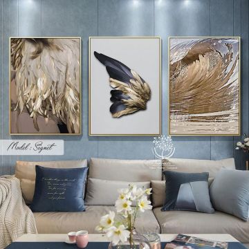 Signet Üçlü Tablo Gold - 70x100 CM
