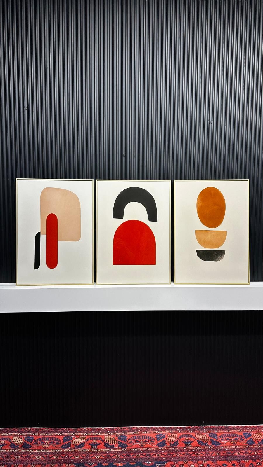 Dijital Baskılı Metal Çerçeveli Camlı Üçlü Dekoratif Tablo -Motus