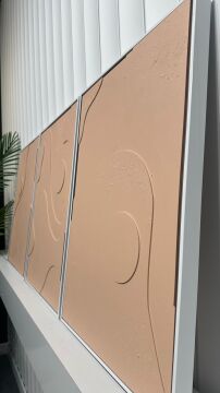 Metal Çerçeveli 3 Boyutlu Dokulu Üçlü Tablo - Modern Relief