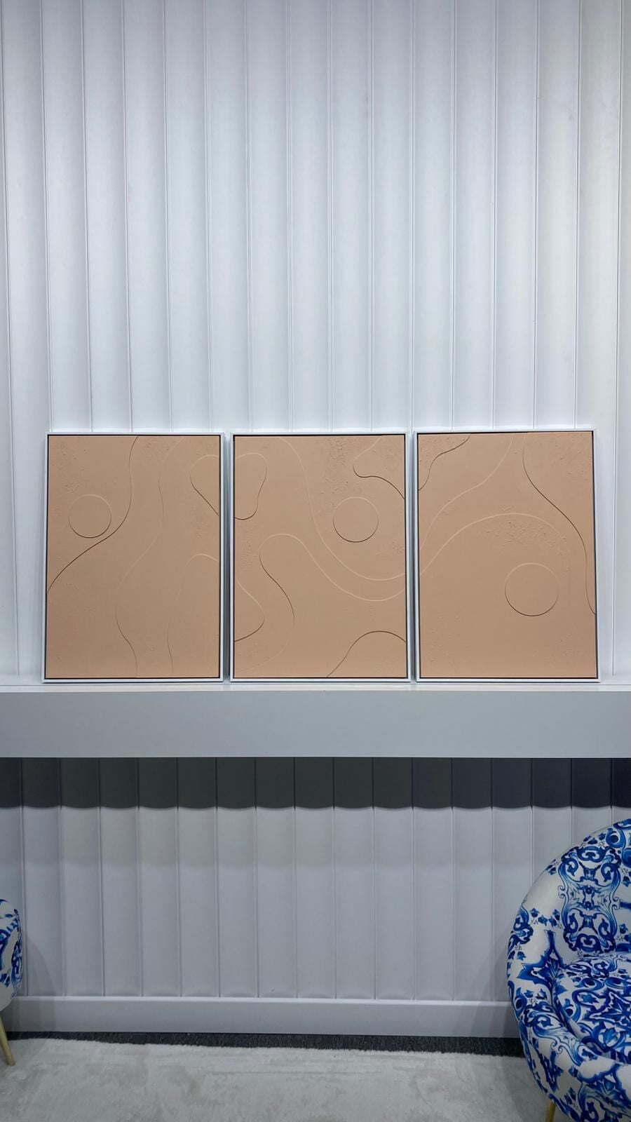 Metal Çerçeveli 3 Boyutlu Dokulu Üçlü Tablo - Modern Relief