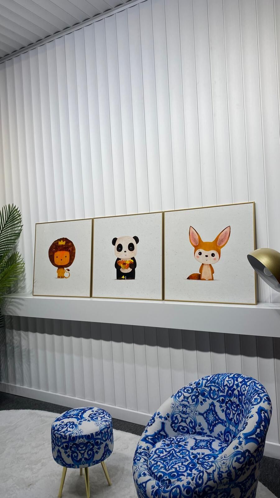 Metal Çerçeveli Gercek Camlı 3'lü Tablo - Neşeli Hayvanlar