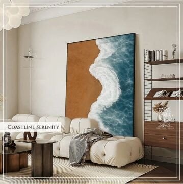 Metal Çerçeceli Camlı Coastline Serenity Tekli Tablosu