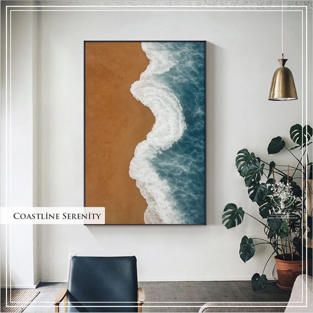 Metal Çerçeceli Camlı Coastline Serenity Tekli Tablosu