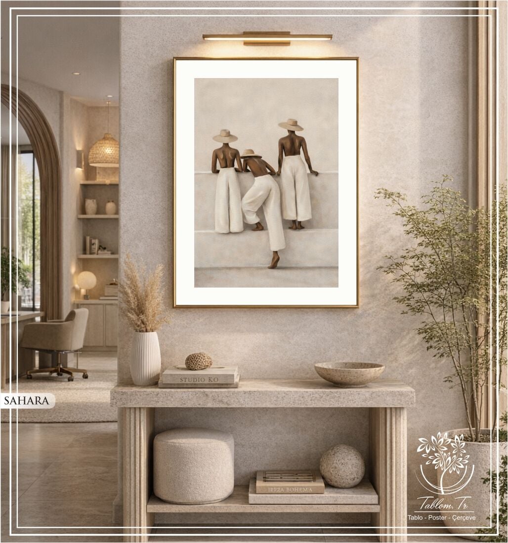 Dijital Baskılı Metal Çerçeveli Camlı Tekli Tablo - Sahara