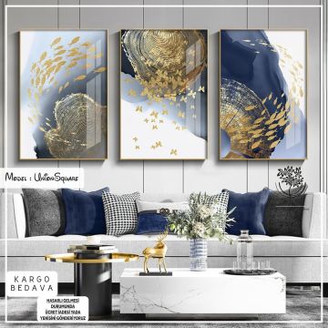UnionSquare Üçlü Tablo Gold - 70x100 CM