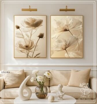 Dijital Baskılı Metal Çerçeveli Camlı İkili Dekoratif Tablo - Livora