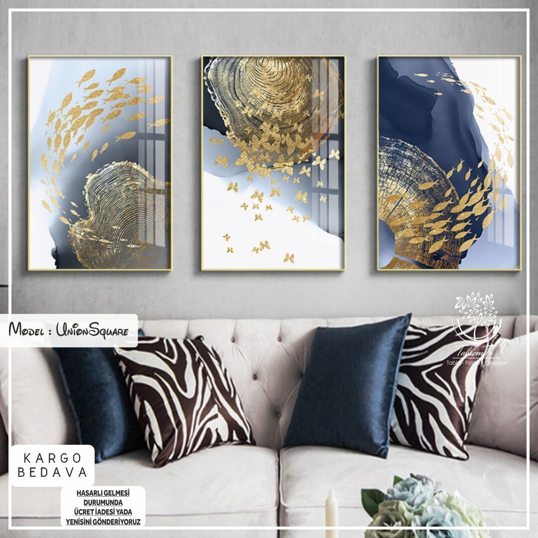 UnionSquare Üçlü Tablo Beyaz - 70x100 CM
