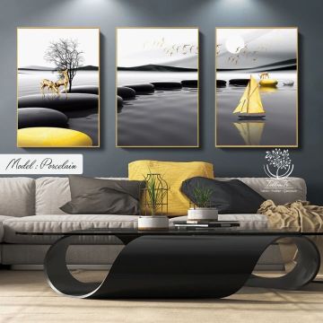 Porcelain Üçlü Tablo Beyaz - 21x30 CM