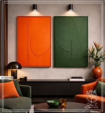 Metal Çerçeveli 3 Boyutlu Dokulu İkili Tablo - Monolit