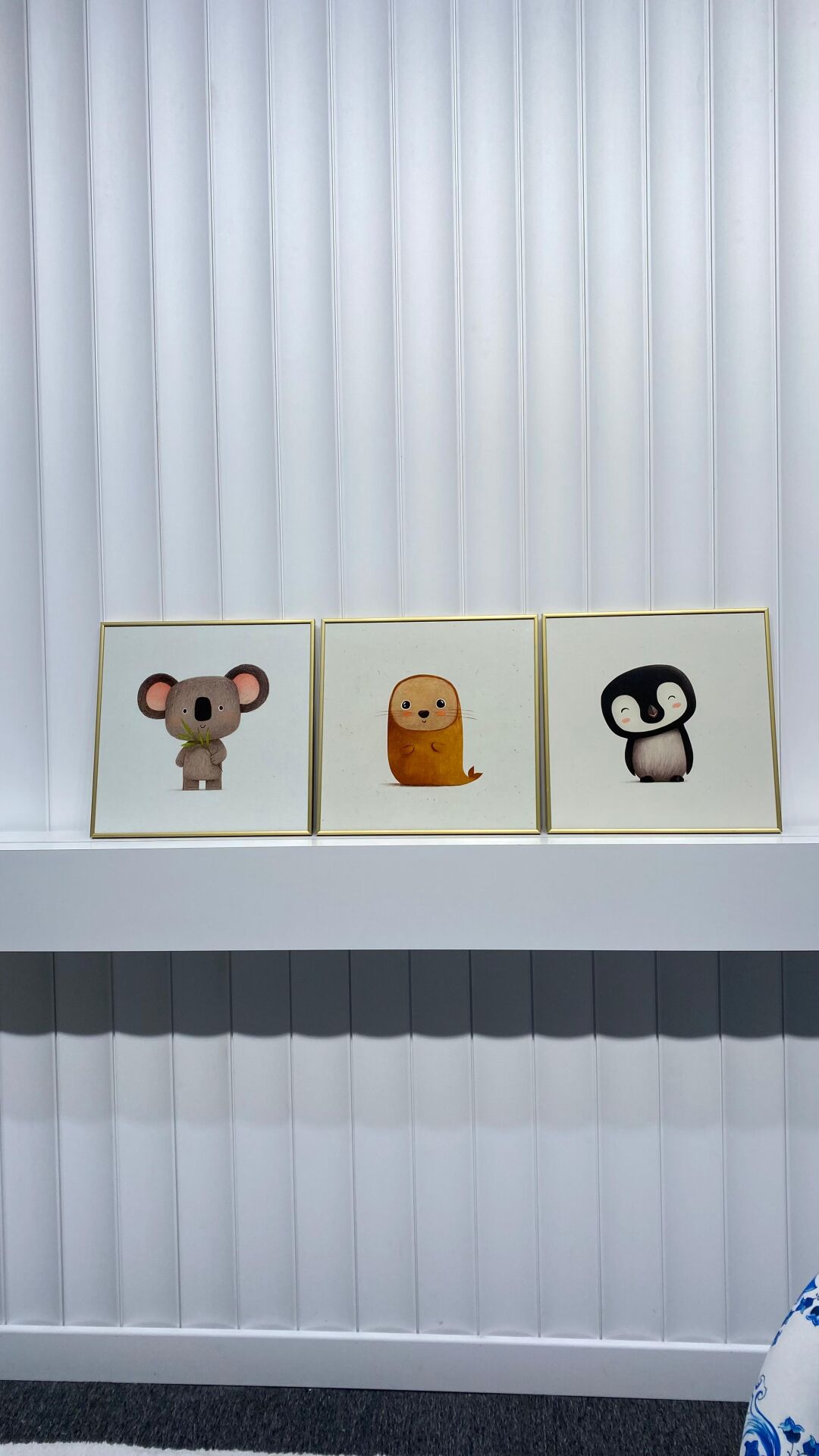 Metal Çerçeveli Gercek Camlı 3'lü Tablo - Neşeli Hayvanlar