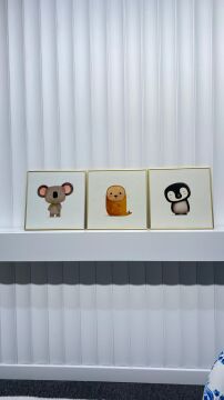 Metal Çerçeveli Gercek Camlı 3'lü Tablo - Neşeli Hayvanlar