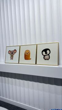 Metal Çerçeveli Gercek Camlı 3'lü Tablo - Neşeli Hayvanlar