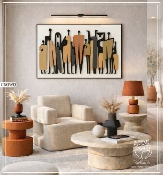 Dijital Baskılı Metal Çerçeveli Camlı Tekli Tablo - Crowd