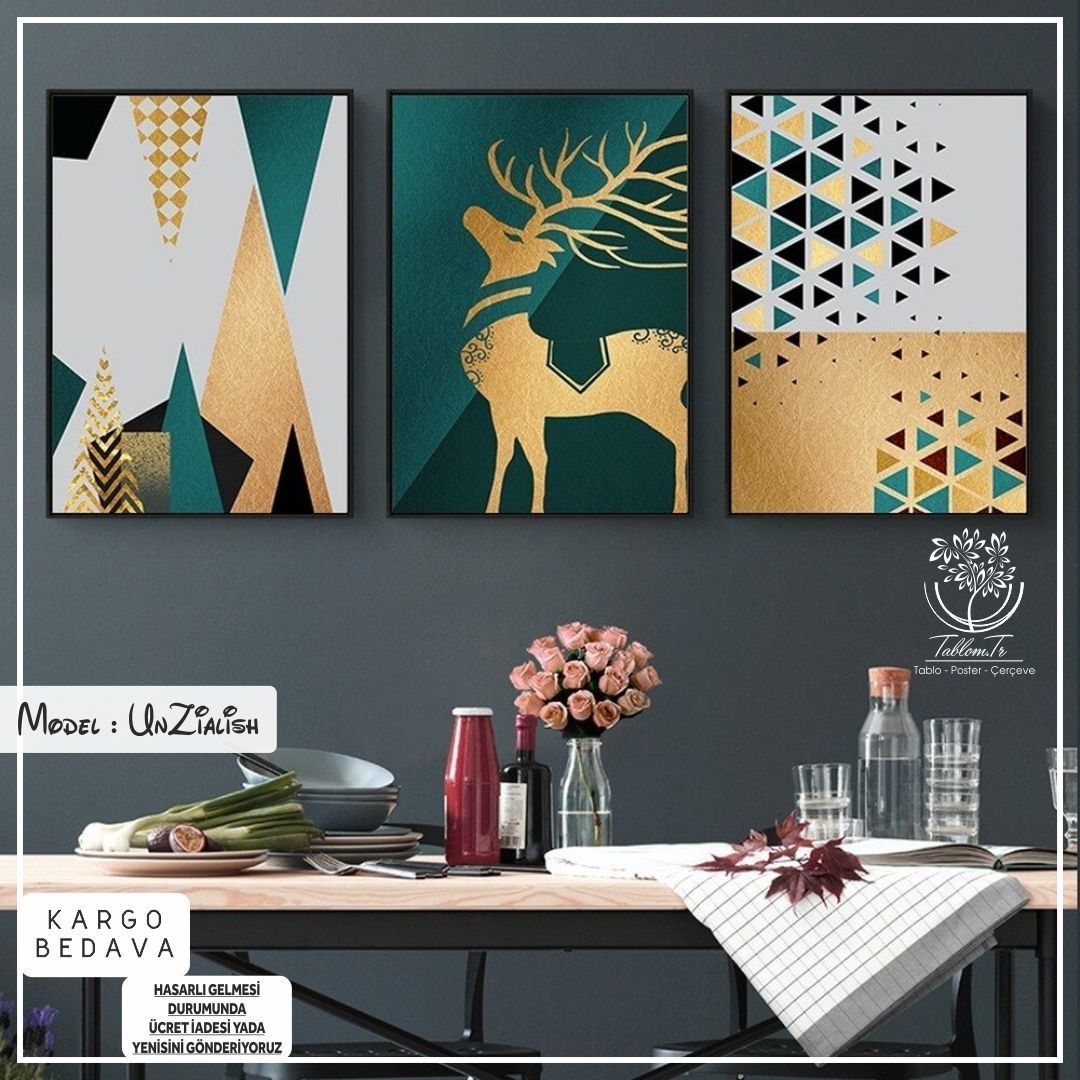 UnZialish Üçlü Tablo Siyah - 50x70 CM