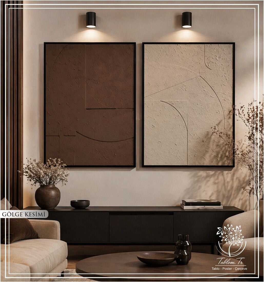 Metal Çerçeveli 3 Boyutlu Dokulu İkili Tablo - Gölge Kesimi