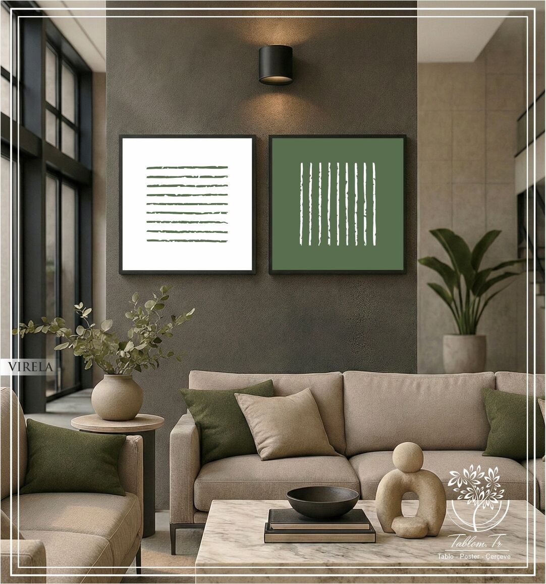 Metal Çerçeveli Gercek Camlı 2'li Tablo - Virela