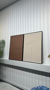 Metal Çerçeveli 3 Boyutlu Dokulu İkili Tablo - Gölge Kesimi