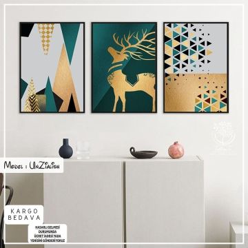 UnZialish Üçlü Tablo Siyah - 70x100 CM