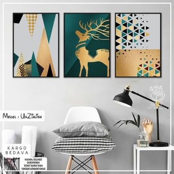 UnZialish Üçlü Tablo Siyah - 70x100 CM