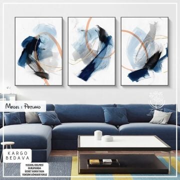 Potland Üçlü Tablo Gold - 40x50 CM