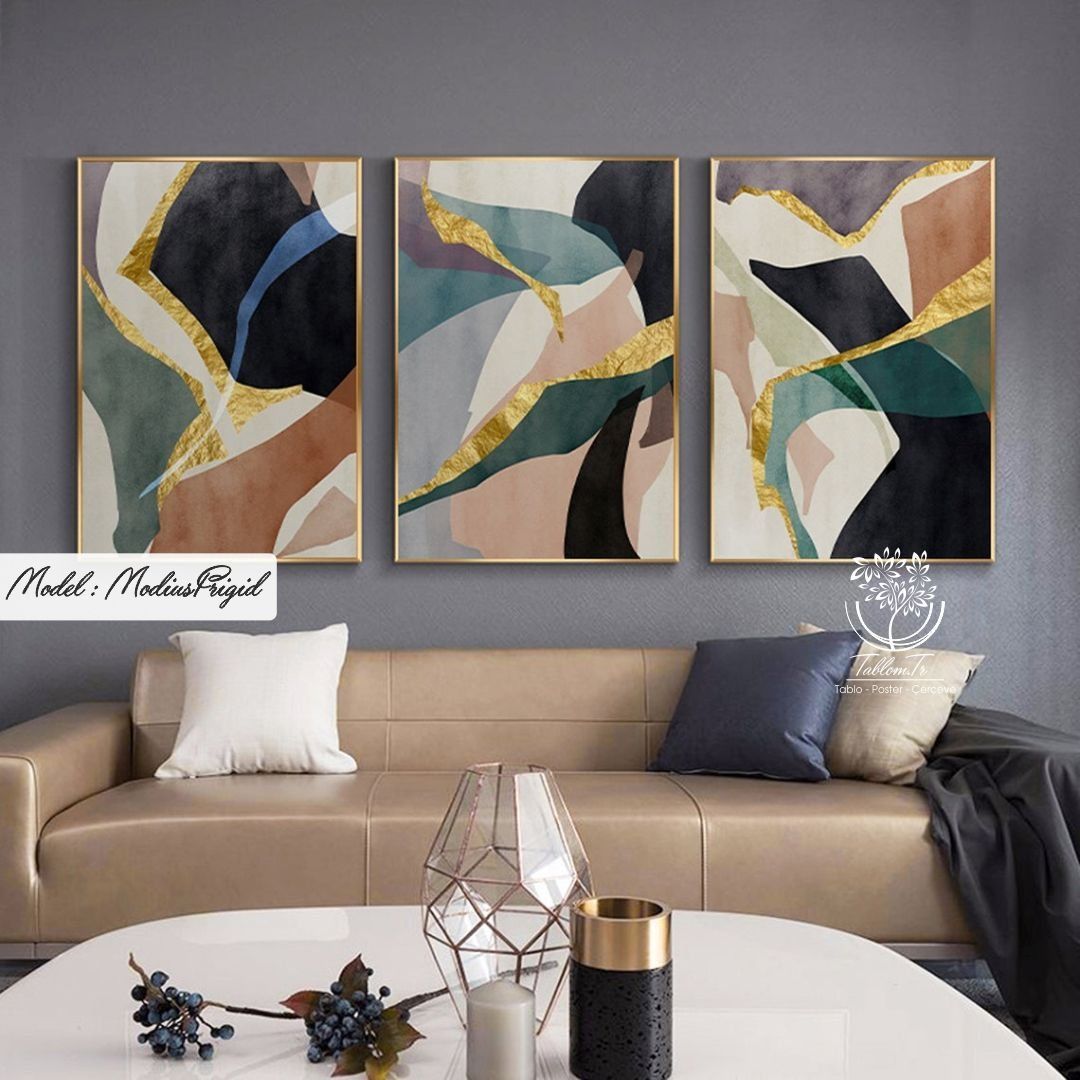 ModiusFrigid Üçlü Tablo Siyah - 70x100 CM