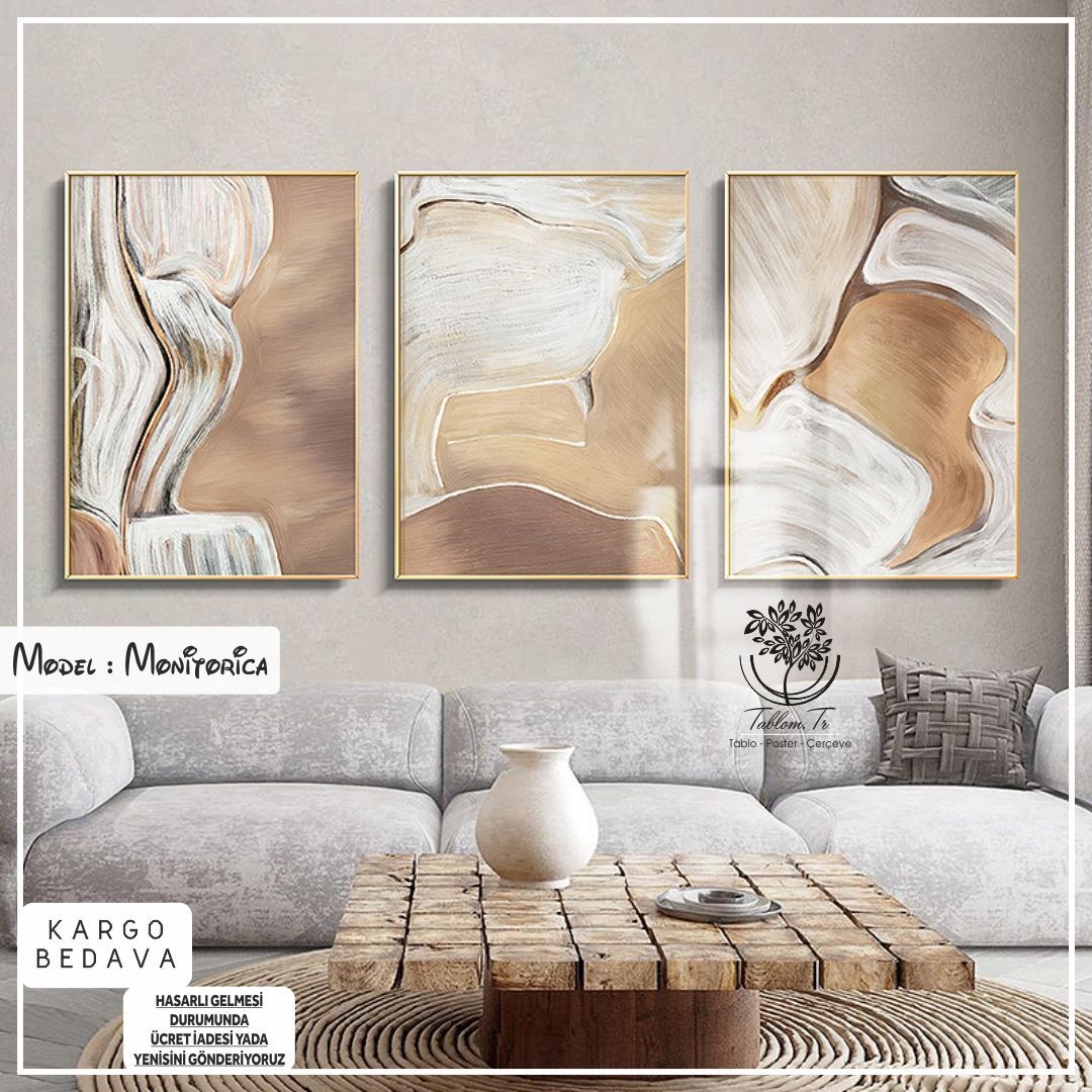 Monitorica Üçlü Tablo Gold - 21x30 CM