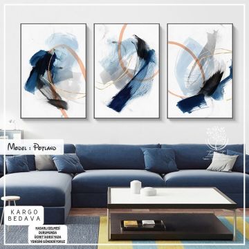 Potland Üçlü Tablo Gümüş - 50x70 CM