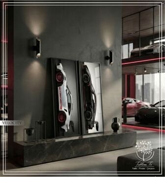 Dijital Baskılı Metal Çerçeveli Camlı İkili Dekoratif Tablo- Velocity