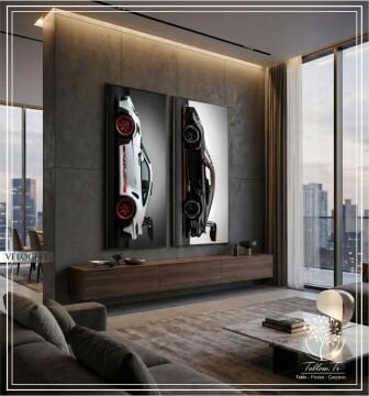 Dijital Baskılı Metal Çerçeveli Camlı İkili Dekoratif Tablo- Velocity