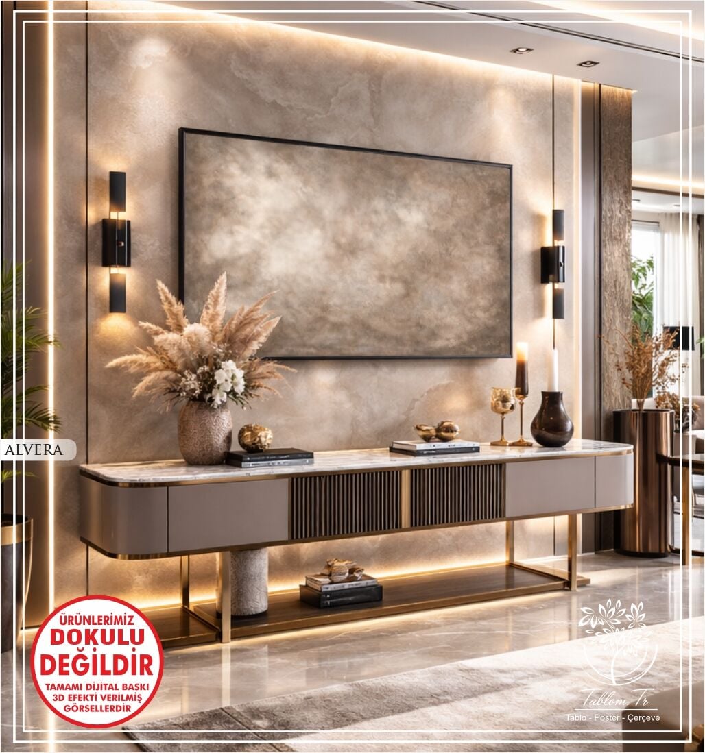 Dijital Baskılı Metal Çerçeveli Camlı Tekli Tablo - Alvera