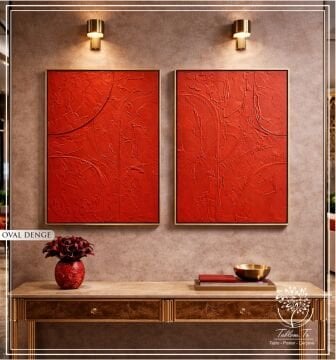 Metal Çerçeveli 3 Boyutlu Dokulu İkili Tablo - Oval Denge