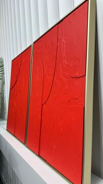 Metal Çerçeveli 3 Boyutlu Dokulu İkili Tablo - Oval Denge