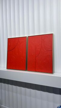 Metal Çerçeveli 3 Boyutlu Dokulu İkili Tablo - Oval Denge