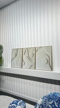 Dijital Baskılı Metal Çerçeveli Camlı Üçlü Dekoratif Tablo - Mordena