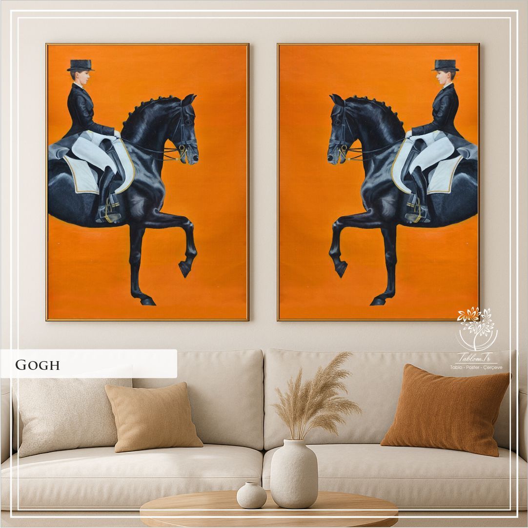 Dijital Baskılı Metal Çerçeveli Gerçek Camlı 2'li Tablo - Gogh