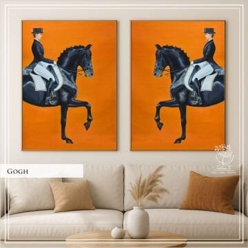 Dijital Baskılı Metal Çerçeveli Gerçek Camlı 2'li Tablo - Gogh