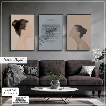 Skyzhi Üçlü Tablo Beyaz - 50x70 CM
