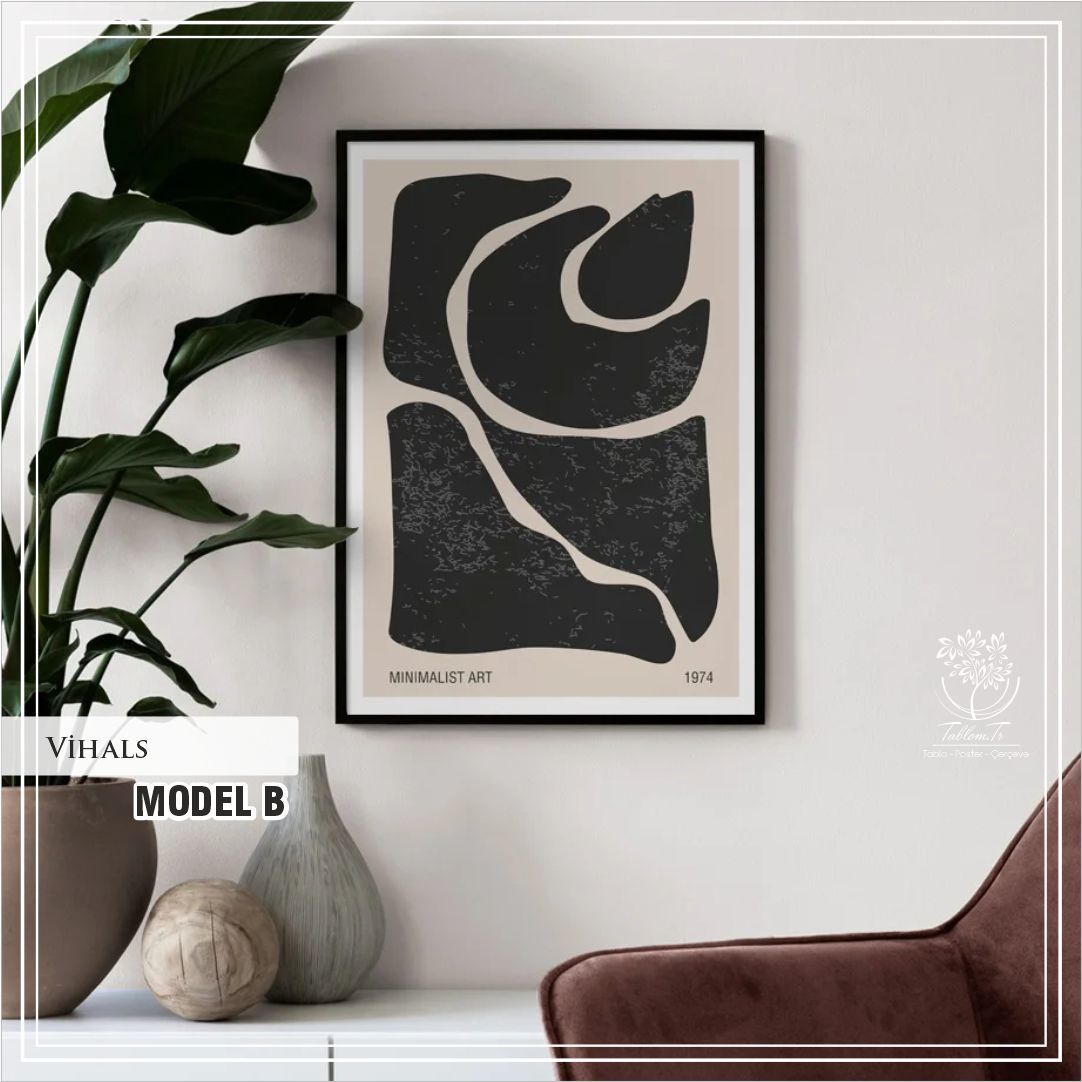 Metal Çerçeveli Camlı Vihals Tekli Dekoratif Tablo Gümüş - 40x50 CM - Model B