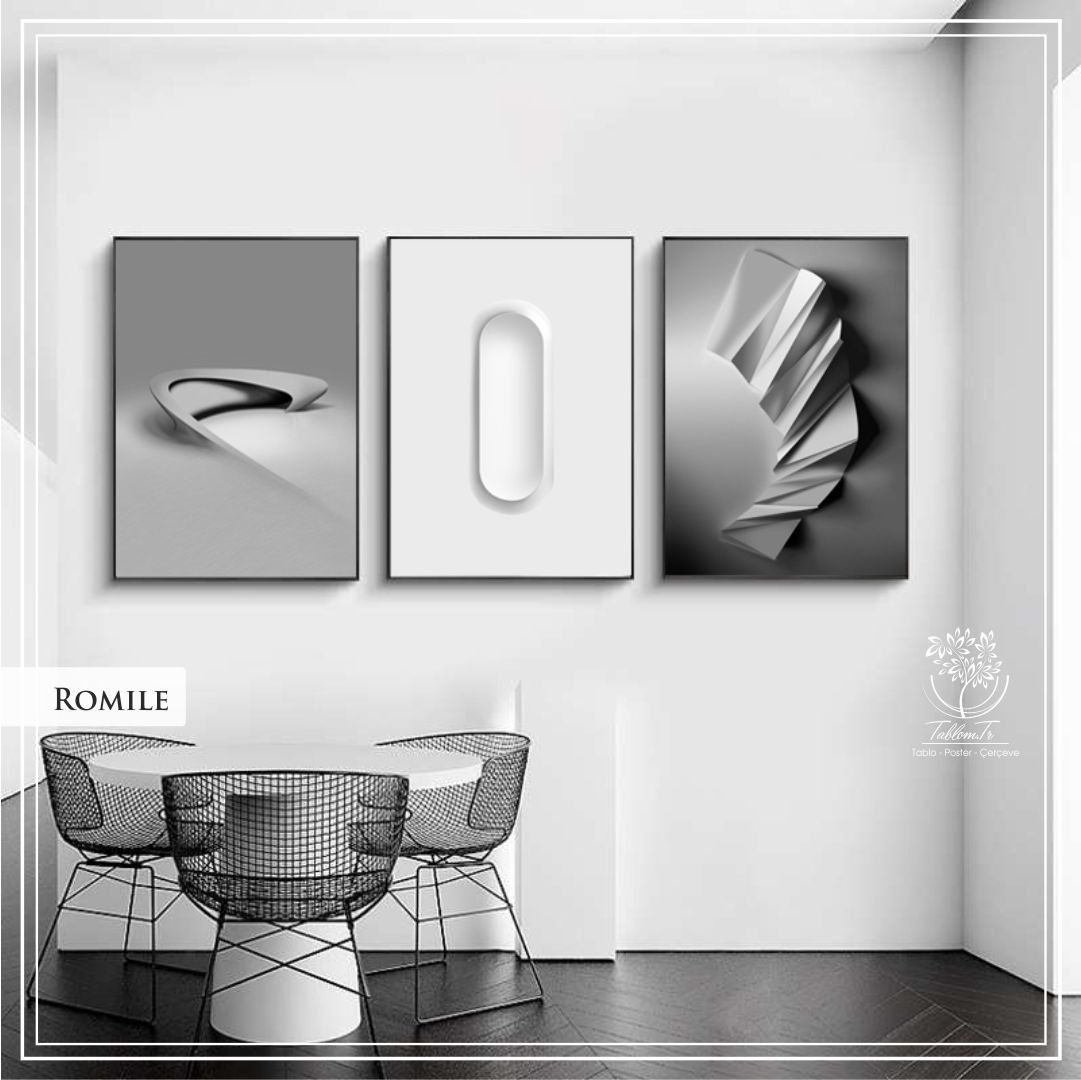 Romile Üçlü Set Gümüş - 21x30 CM
