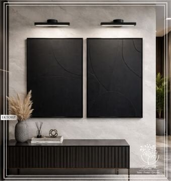 Metal Çerçeveli 3 Boyutlu Dokulu İkili Tablo - Ektorp