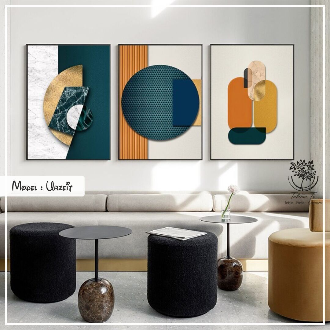 Urzeit Üçlü Tablo Siyah - 40x50 CM