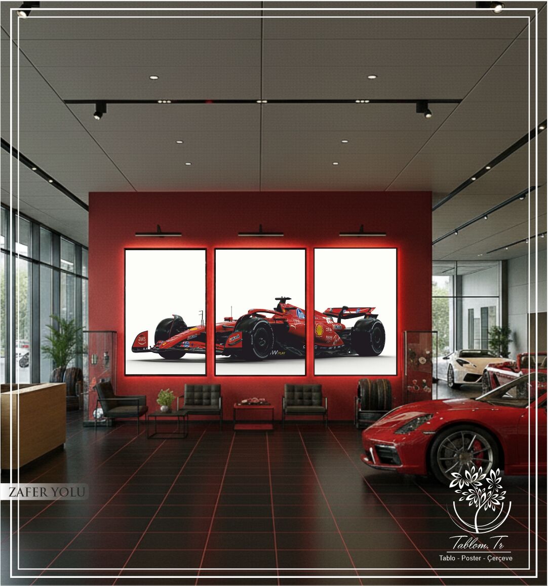 Dijital Baskılı Metal Çerçeveli Camlı Üçlü Dekoratif Tablo - Zafer Yolu