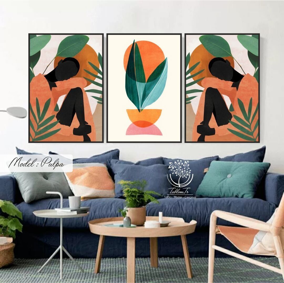 Pulpa Üçlü Tablo Gold - 70x100 CM