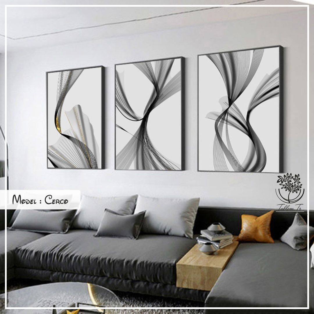Cerco Üçlü2 Tablo Siyah - 30x40 CM