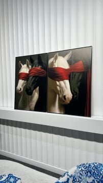 Dijital Baskılı Metal Çerçeveli Camlı İkili Dekoratif Tablo - Asil Bağ