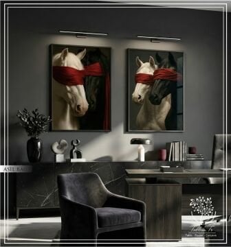 Dijital Baskılı Metal Çerçeveli Camlı İkili Dekoratif Tablo - Asil Bağ