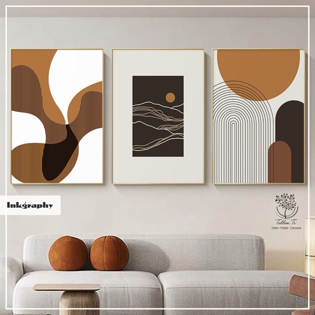 Inkgraphy1 Üçlü Set Tablo Beyaz - 30x40 CM