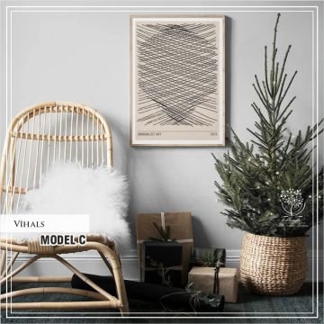 Metal Çerçeveli Camlı Vihals Tekli Dekoratif Tablo Gold - 70x100 CM - Model C