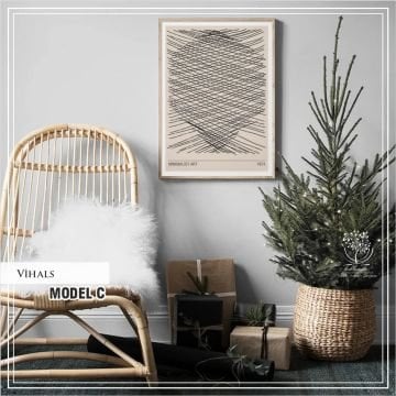Metal Çerçeveli Camlı Vihals Tekli Dekoratif Tablo Gümüş - 21x30 CM - Model C
