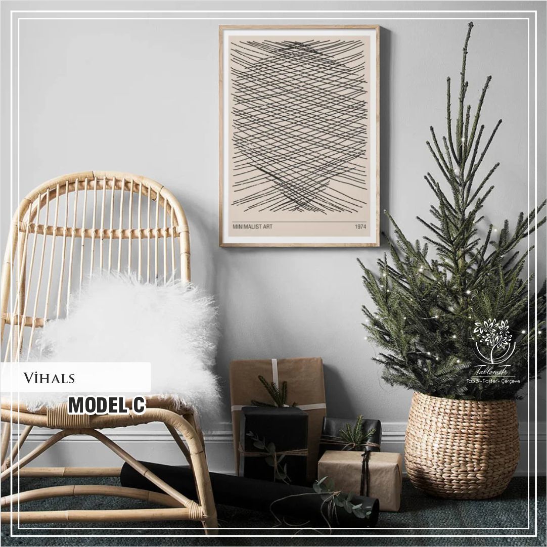 Metal Çerçeveli Camlı Vihals Tekli Dekoratif Tablo Gümüş - 30x40 CM - Model C